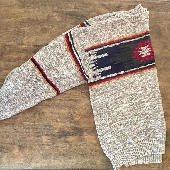 Vintage American Eagle Outfitters Ramie Cotton Sweater XL Southwest Aztec Knit - Picture 3 of 6
